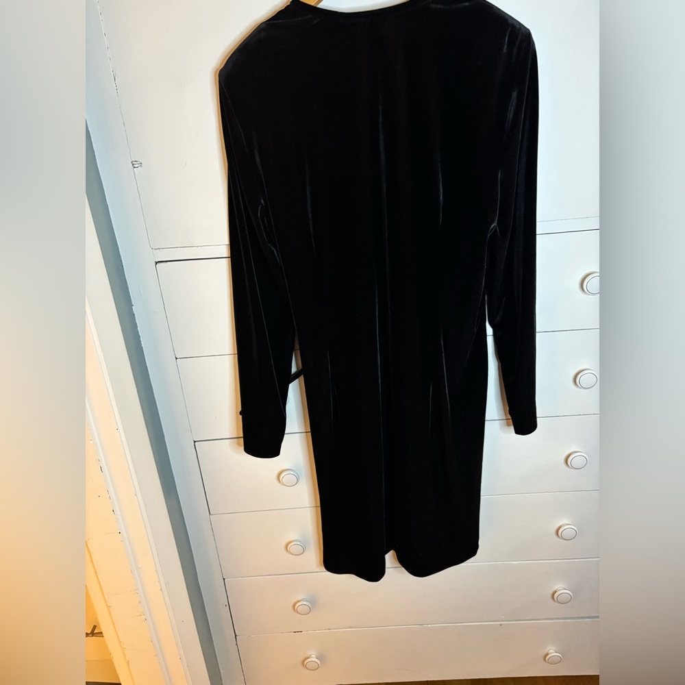 Talbots Black Velvet Wrap Dress - Picture 4 of 9